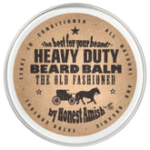Bálsamo Honest Amish para barba en lata de 2 oz suaviza y acondiciona.