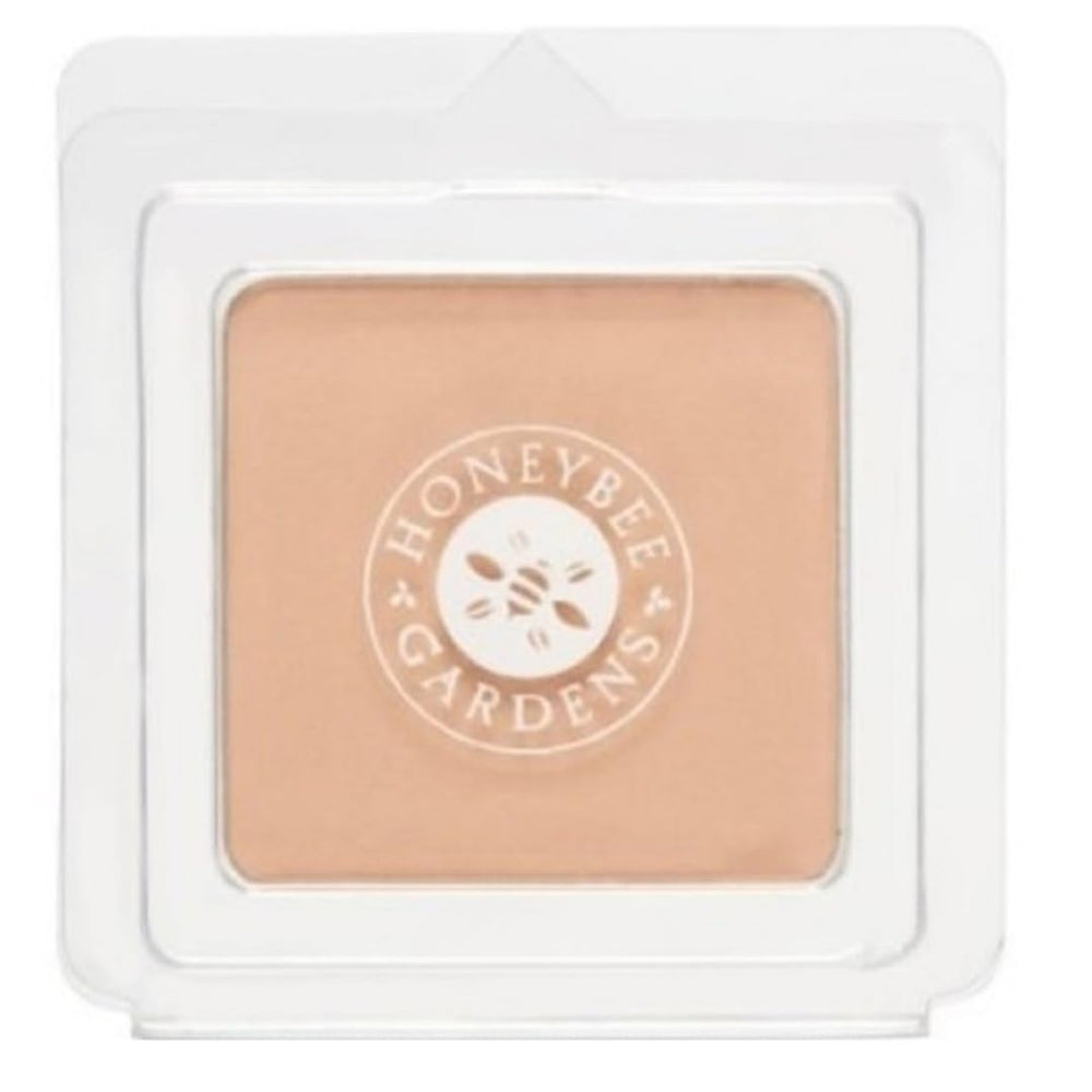 Honeybee Gardens base mineral prensada Malibu Medio Olivo para cobertura natural.