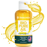 Honeyskin Bio Pure Skincare Oil, botella visible, hidratación profunda para piel seca