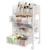Hongtamoya carrito de maquillaje con 4 cajones blanco, ideal para ordenar cosméticos.