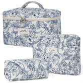 Honitty bolsa de maquillaje acolchada con diseño floral, ideal para viaje y organización.