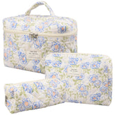 Honitty bolsa de maquillaje acolchada con diseño floral para almacenamiento organizado.