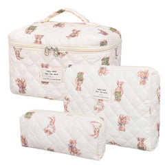 Honitty bolsa de maquillaje acolchada floral grande para organizar cosméticos durante viajes