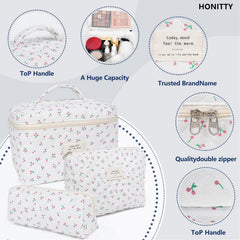 Honitty bolsa de algodón ligera para llevar maquillaje y cepillos con comodidad.
