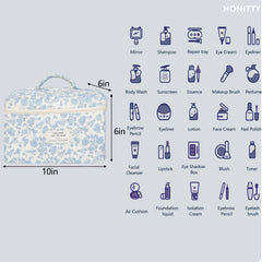 Honitty bolsa maquillaje floral compartimentos interior, mantiene productos separados y fáciles de localizar.