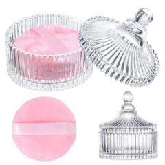 Esponja de polvo para cuerpo HONSIO con estuche de cristal para aplicación suave.