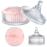HONSIO puff extralarge con jarrón de cristal, ideal para almacenar polvo corporal.