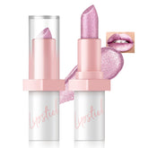 Barra de labios HOSAILY metalizada rosa brillante para un acabado deslumbrante.