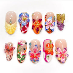 HOSAILY uñas pegadas 3D flor veraniega para un look fresco y duradero