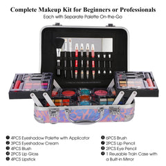 Hot Sugar makeup case open to reveal palettes, brushes, and mirrors for easy storage.