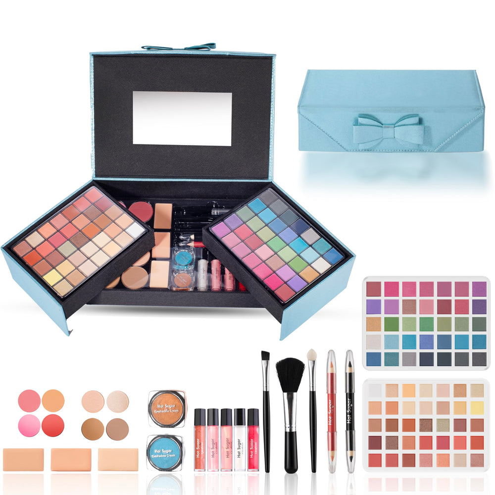 Hot Sugar kit maquillaje juvenil, caja azul, ideal para iniciar looks.