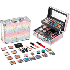 Hot Sugar kit de maquillaje con maletín arcoíris, ideal para transporte práctico y organizado.
