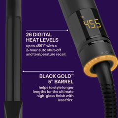 Ajuste de temperatura de HOT TOOLS Pro Artist Black Gold hasta 455 °F.