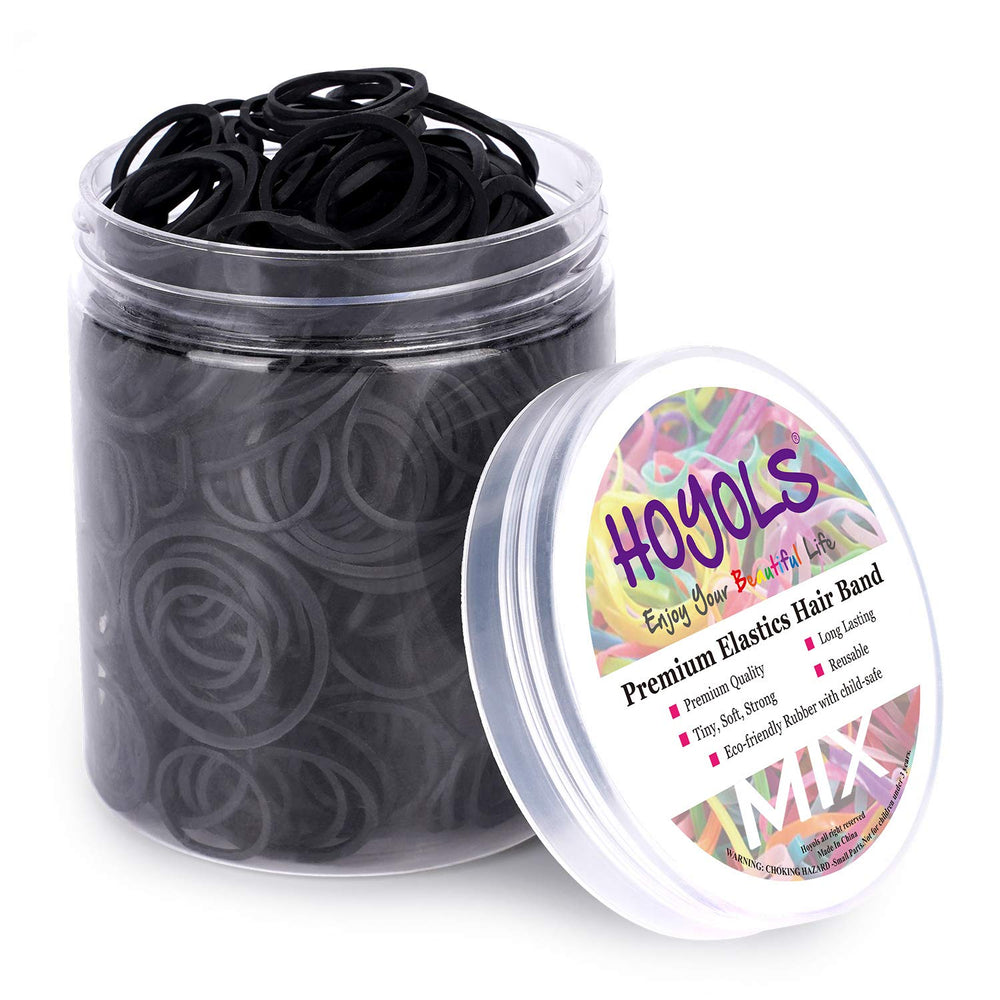 HOYOLS gomas pelo negro variadas tallas: elásticas sin látex para peinar sin dañar el cabello