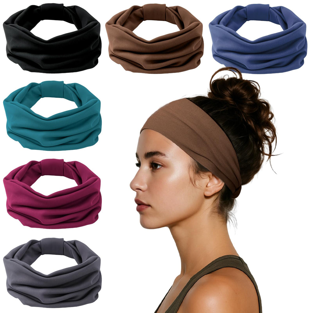 Bandas para la cabeza HSEM gris con nudo ancho, ideal para entrenar y maquillaje