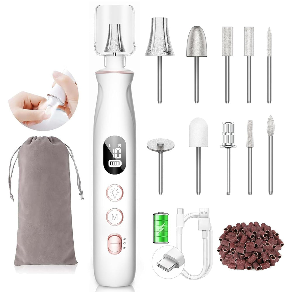 HSKAI nail drill kit with LED display enables precise at-home manicures.