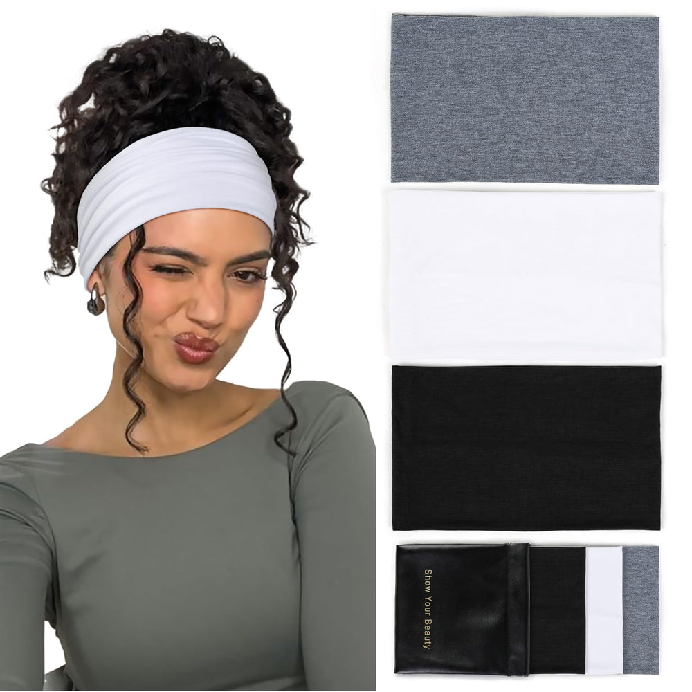 Huachi banda para cabello ancha bohemia, mantiene el cabello recogido durante el entrenamiento