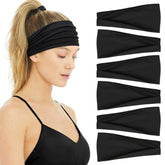 Huachi cinta para el cabello negra suave frente, ideal para yoga y cardio
