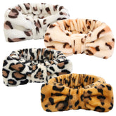 Huachi cinta para la cabeza spa, leopardo blanco, mantiene el cabello fuera de la cara.