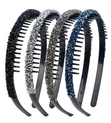 Diadema Huachi de cristal plateada con dientes, ideal para bodas y eventos elegantes