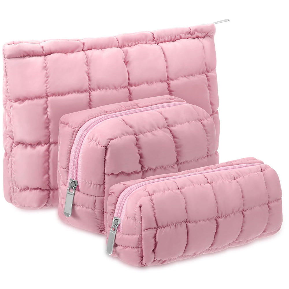 Bolsas Huhumy, bolsa maquilaje acolchada con cuadros grande, ideal para viaje y organización.