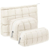 Bolsas Huhumy acolchadas, conjunto 3 piezas blancas con cuadros, para viajar.