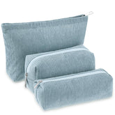 Conjunto Huhumy de bolsas corduroy azul grande para cosméticos y viaje.
