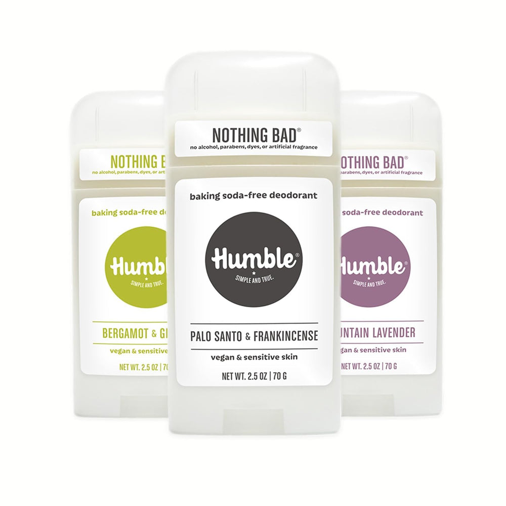 Desodorante vegano Humble Brands set de 3 con Palo Santo y Incienso para uso diario.