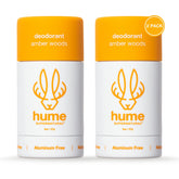 Hume Supernatural desodorante sin aluminio Amber Woods, dos unidades, aroma duradero.