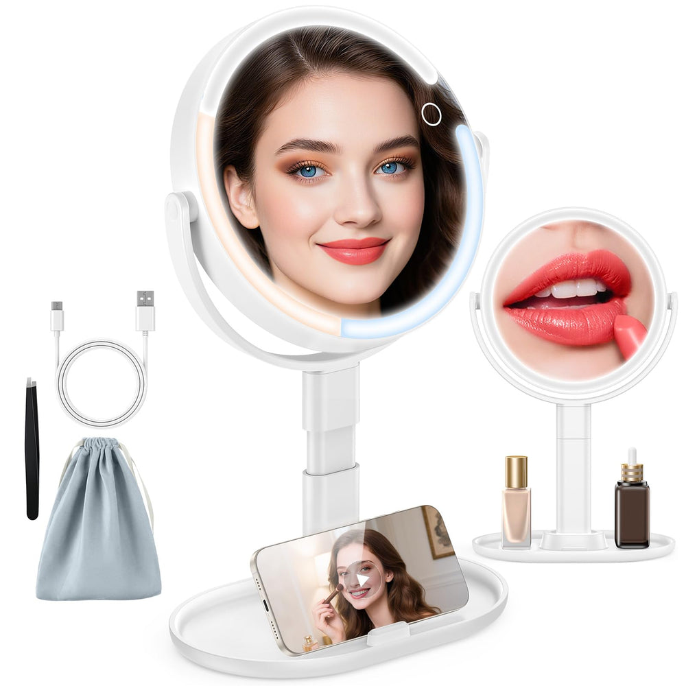 Espejo HUNCAB con luces 7,5 pulgadas para ver todo el rostro con claridad.