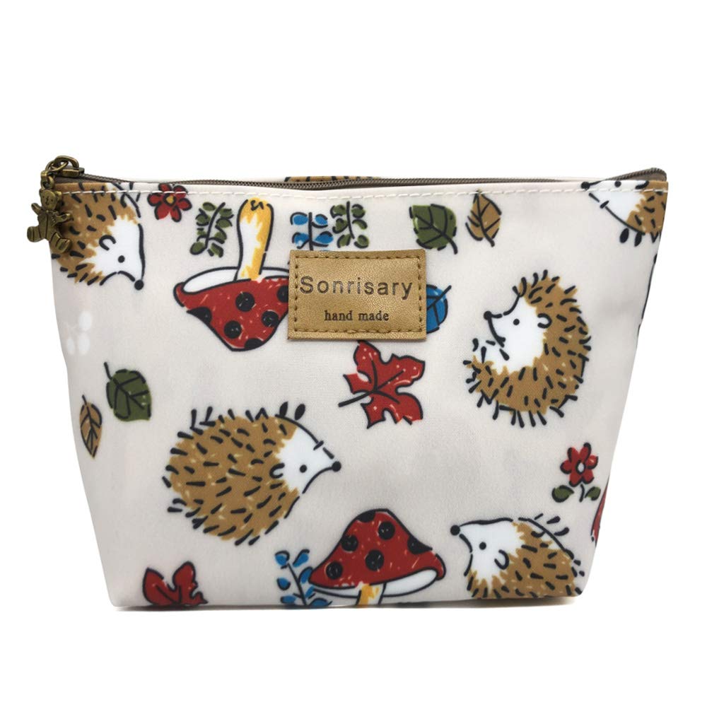 Bolsa Hunger con estampado erizo, ideal para organizar cosméticos y artículos de viaje.