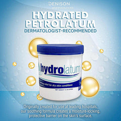 Hydrolatum cream texture close-up shows quick absorption.