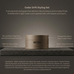 HygieneLab gel with cedar drift scent provides a matte finish and weightless feel.