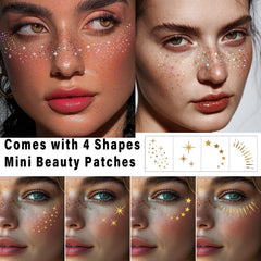 Hymik Freckles Face Tattoo miniparches dorados para festivales y celebraciones nocturnas.