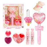 iBi Makeup Conjunto Corazón Brillo Labial: caja frontal colorida y no tóxico
