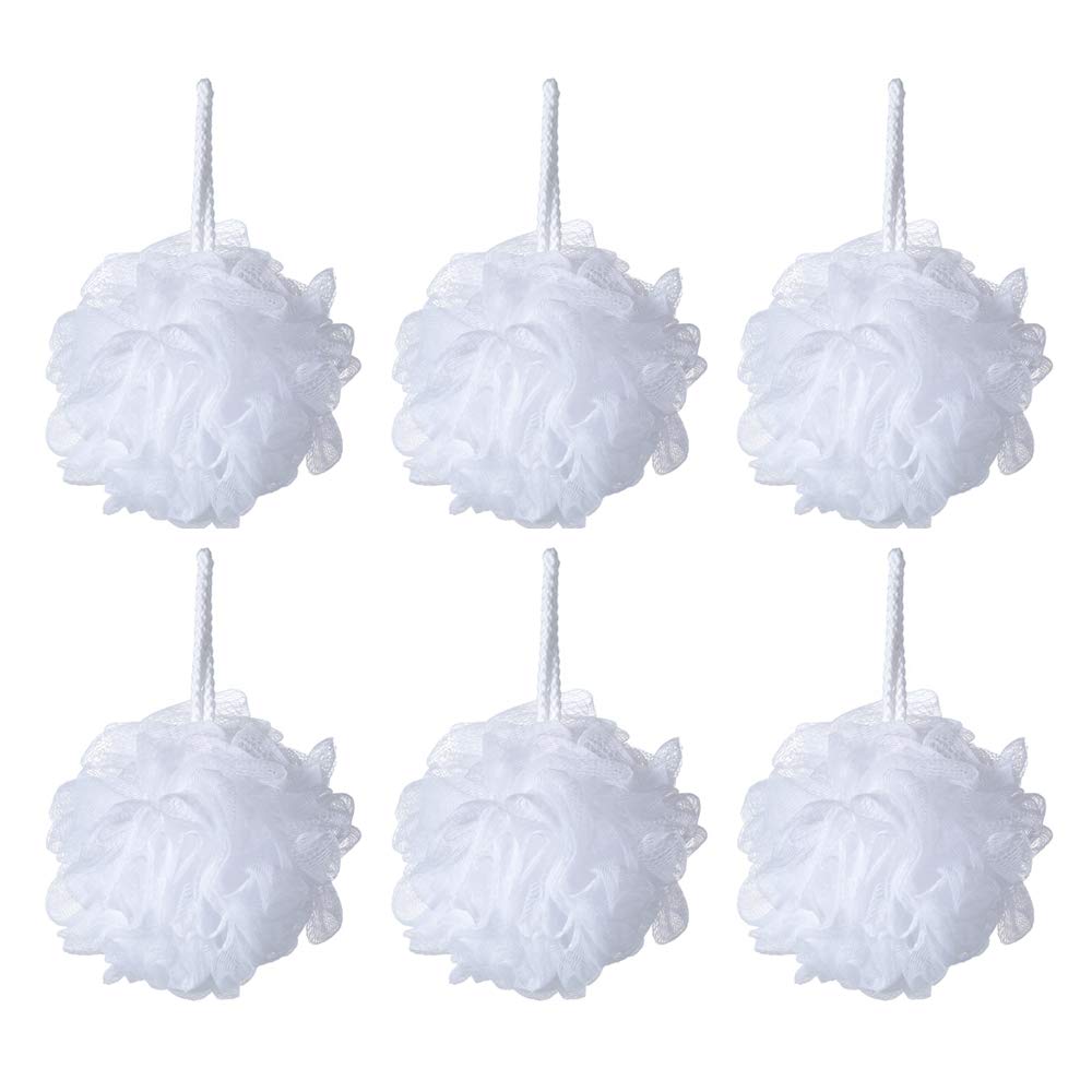 La esponja iboodi lufa blanca en pack de 6 exfolia suavemente durante la ducha.