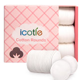 ICOTLE discos desmaquillantes de algodón, suavidad extrema para piel sensible y limpieza eficaz.