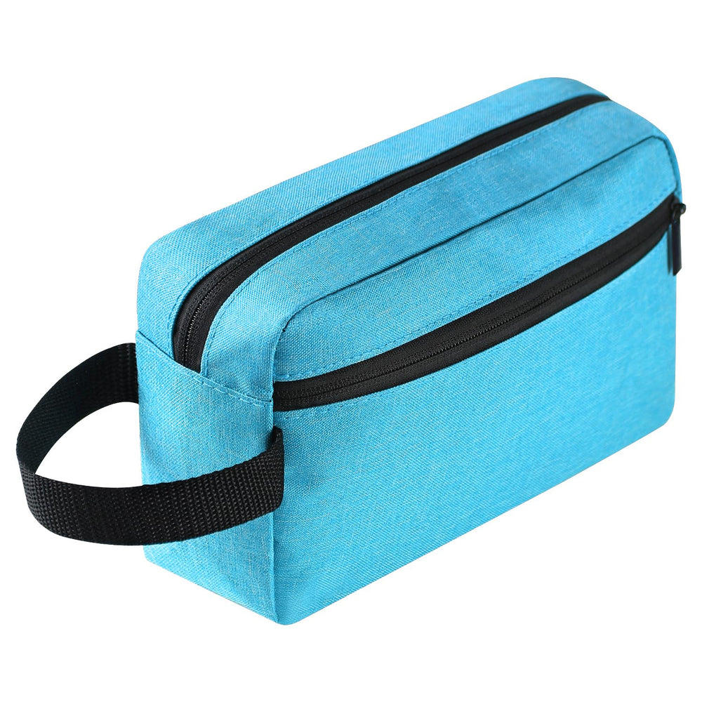 Icramsy bolso de aseo azul lago, exterior elegante para viajar ligero.