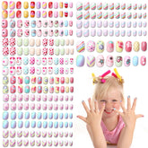 Ideal Swan uñas para niñas con diseño graduado divertido para fiestas.
