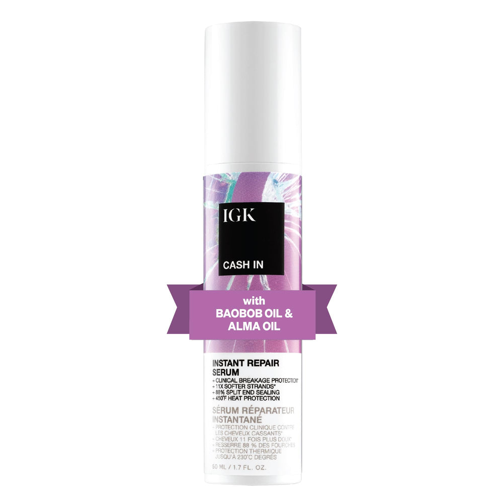 IGK CASH IN serum en botella, reparación instantánea para cabello débil.