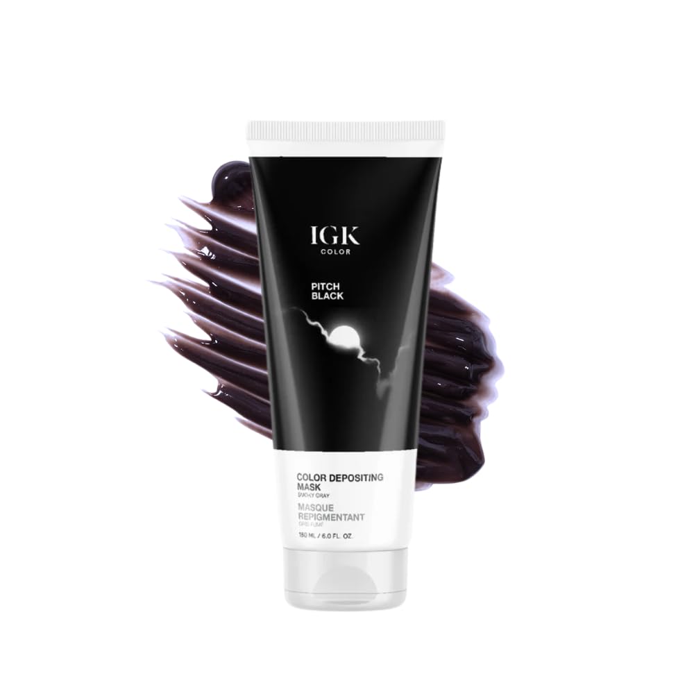 IGK Mascarilla depositante de color negro-azulado para realzar tono y brillo capilar