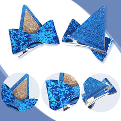 IKUHRMO prendedor cabello orejas-perro azul glitter perfecto para cumpleaños.