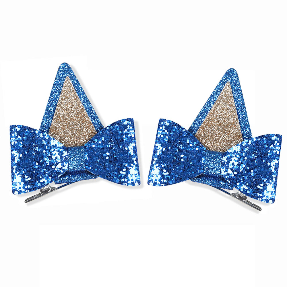IKUHRMO prendedor cabello orejas-perro azul glitter ideal para peinados festivos.