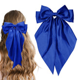 illpta lazo grande satinado para cabello azul royal, ideal para peinados elegantes.