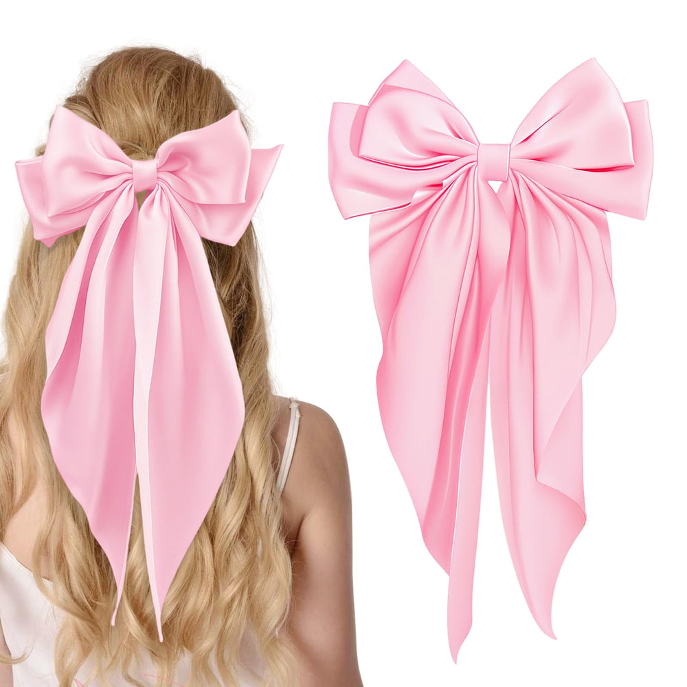 illpta Lazo satinado grande rosa, pinza para cabello con sujeción elegante