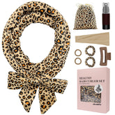 ZILAMPU No Heat Curling Rod Headband for Women and Girls – Overnight Velour Hair Roller Wrap, Leopard Print