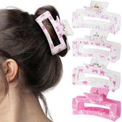 Pinzas Pantide con lazo rosa coqueta para sujetar el cabello diario.