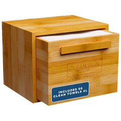 Contenedor de bambú de lujo CLEAN SKIN CLUB con cajón deslizante para baño