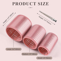 wetore Juego de 26 Rodillos Térmicos de Cerámica para Cabello en Rosa | Rizos y Volumen con 8 Clips de Acero Inoxidable