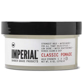 Pomada Imperial Barber Classic envase 6oz con fijación duradera y fácil aplicación